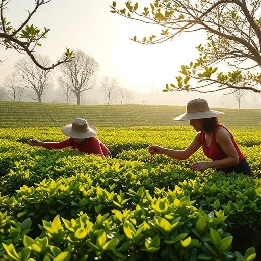 广州茶园春季采茶场景
