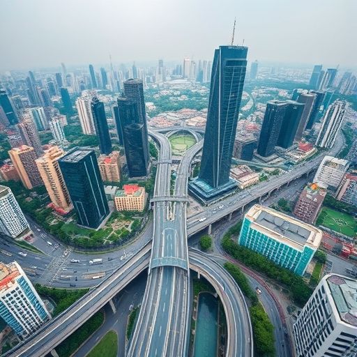 广州中圈交通与天际线