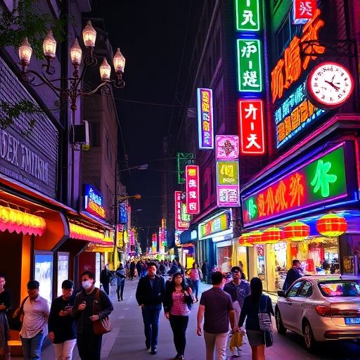 番禺夜景娱乐街头