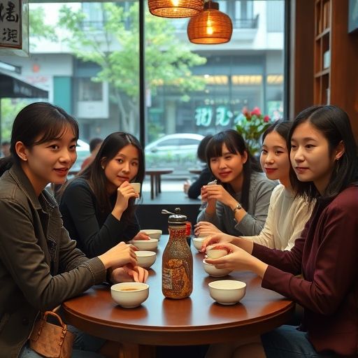 年轻人品茶场景