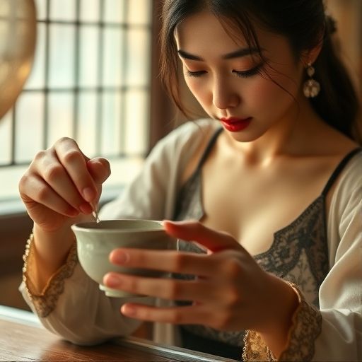 茶艺师熟练操作盖碗的优雅瞬间