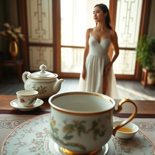 精致的茶具和茶点，营造出雅致的品茶氛围