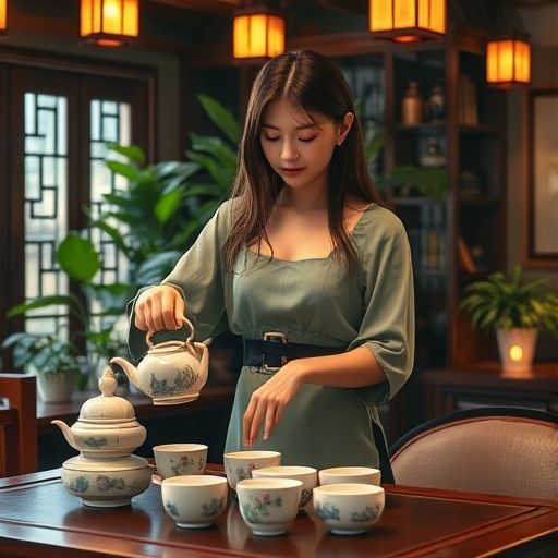 广州茶肆中的传统茶艺表演