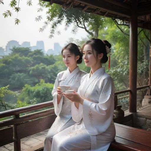 茶室窗外繁华深圳的对比