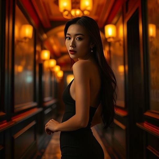 一处看起来私密的会所走廊