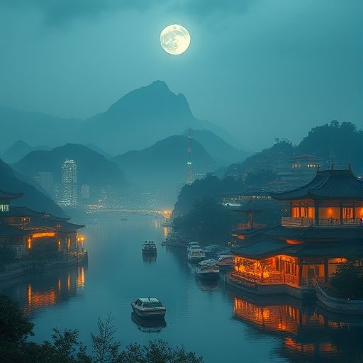 夜市里人们欢声笑语