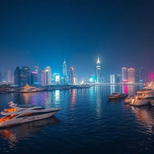 广州珠江夜景与豪华游艇