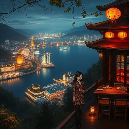 珠江边茶馆灯火通明