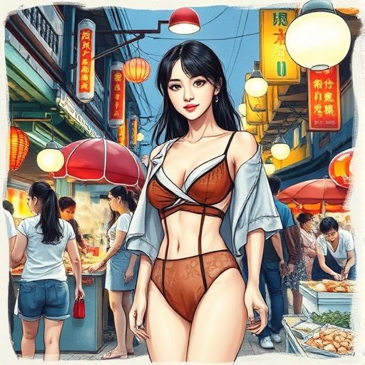 夜宵摊热闹氛围