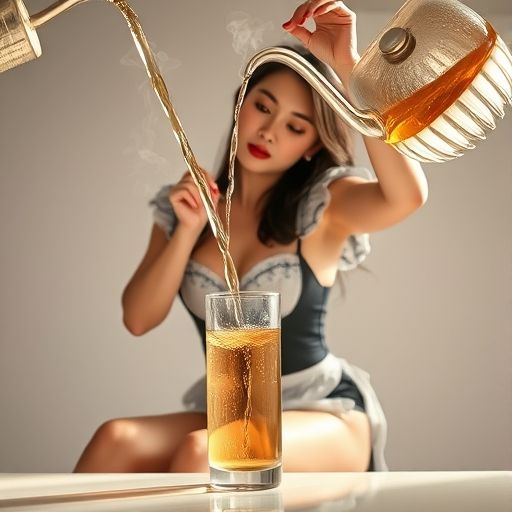 茶汤缓缓流入杯中的唯美瞬间