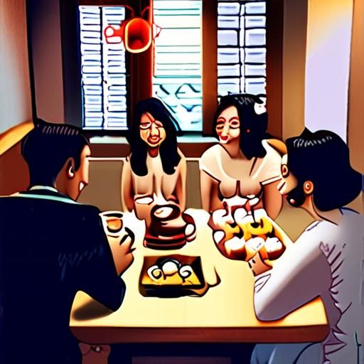 朋友在喝茶工作室聚会