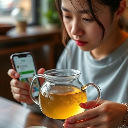 年轻人用现代方式泡嫩茶