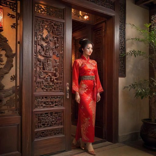 茶室入口的精致木门设计