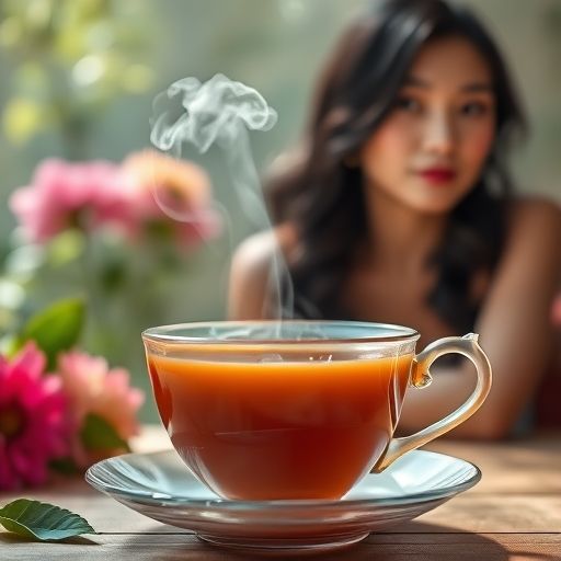 茶杯热气氤氲的画面