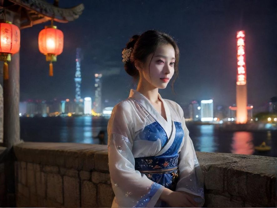 赛博朋克风格的城市夜景,象征着信息流和资源网络