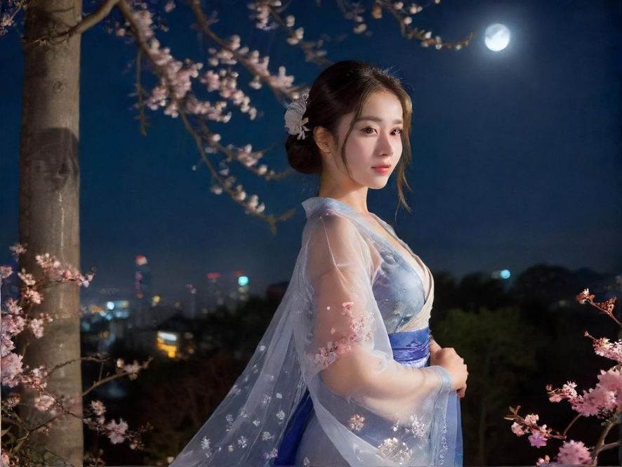 广州qm万花楼夜场入口的霓虹灯光场景