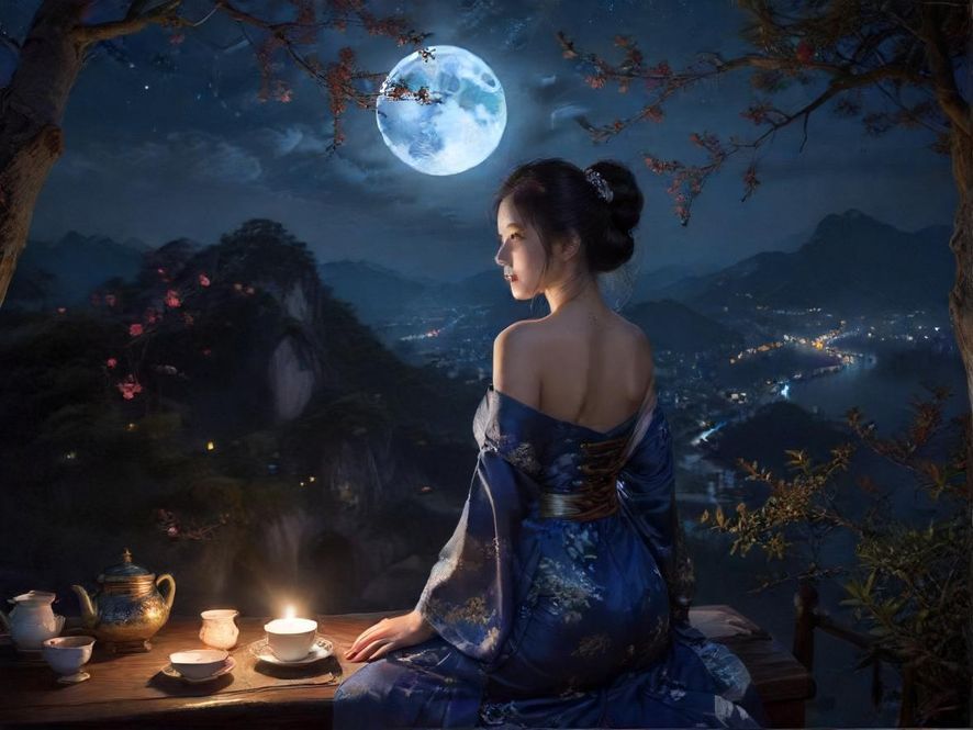 深圳夜景下的高端茶社,现代简约风格