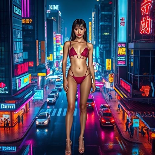 繁华都市夜景,霓虹灯闪烁,充满活力