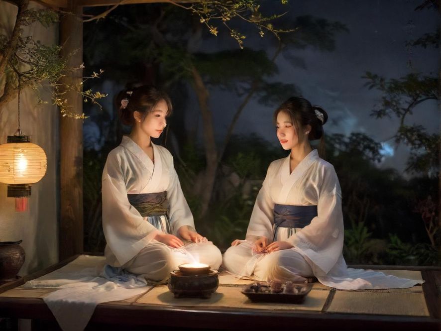 广州夜场茶室的复古茶具摆设