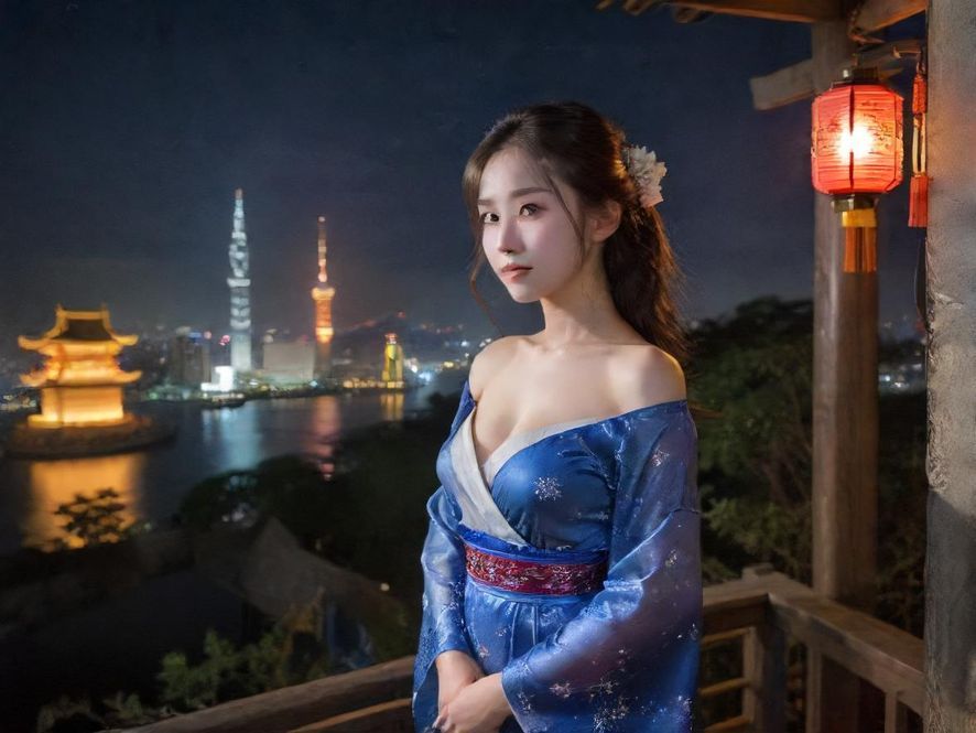 广州夜场会所的霓虹灯光夜景