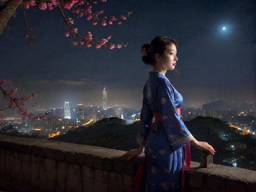 广州高端会所入口，霓虹灯光闪烁，城市夜景尽收眼底，暗示着精彩的夜生活即将开启。