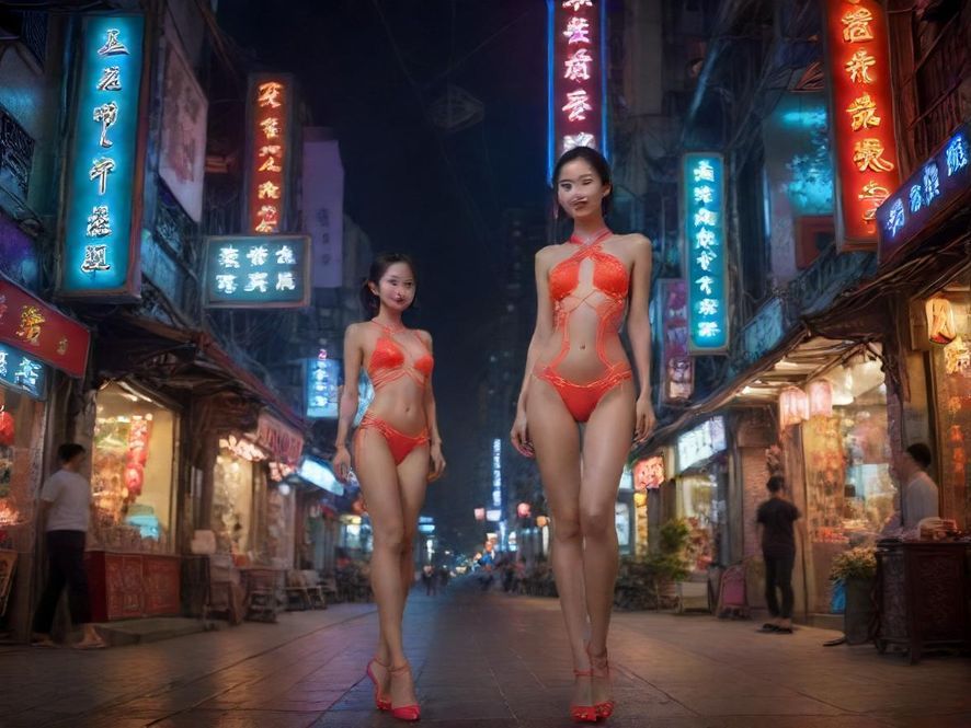 佛山夜色下的繁华街道