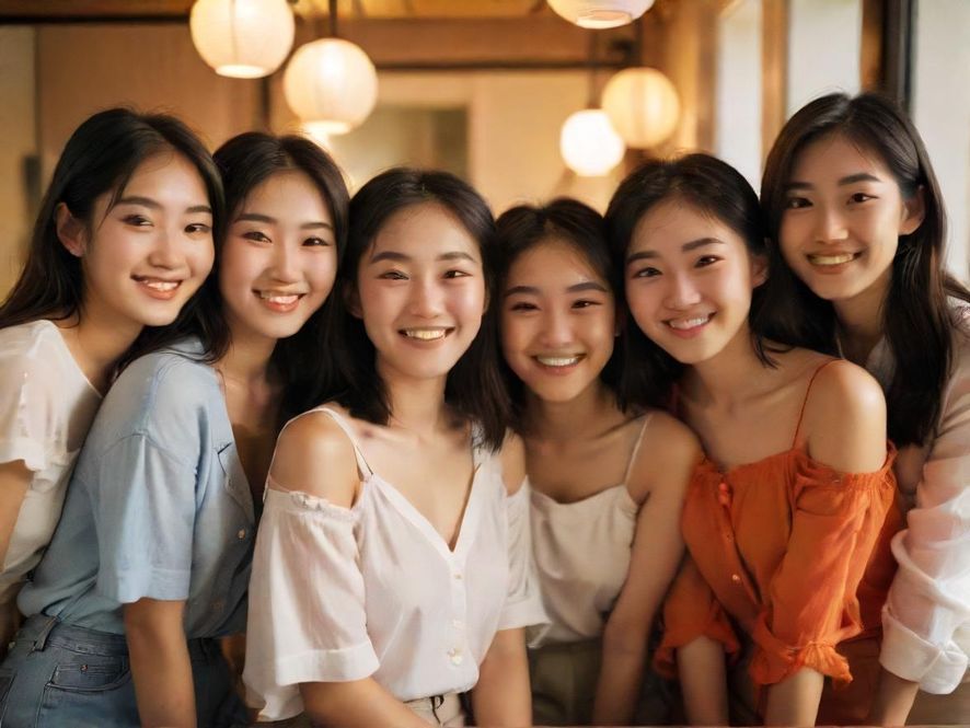 朋友们在休闲场所轻松交谈