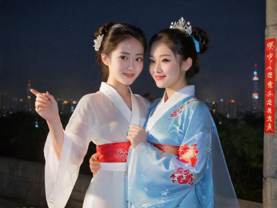 广州夜色下的繁华街道