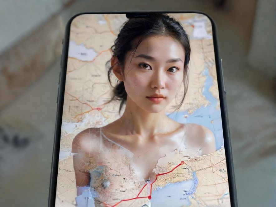 手机屏幕上的地图和标记