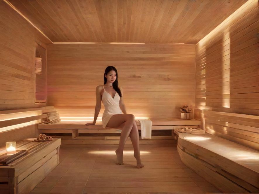 高端桑拿会所室内休息区实景图