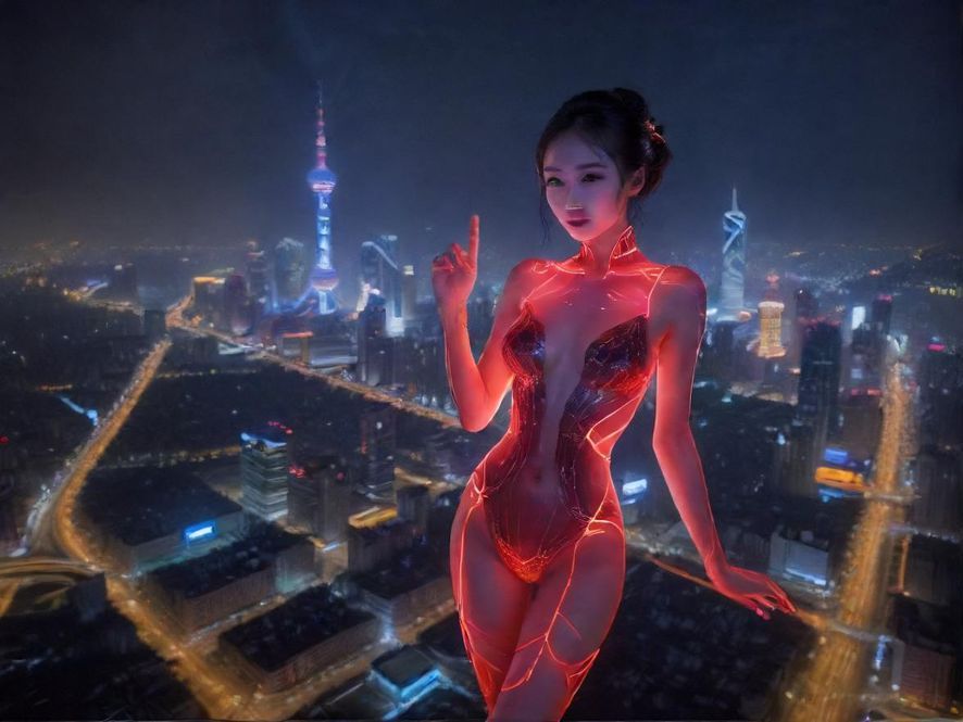 郑州市区夜景,霓虹灯光璀璨