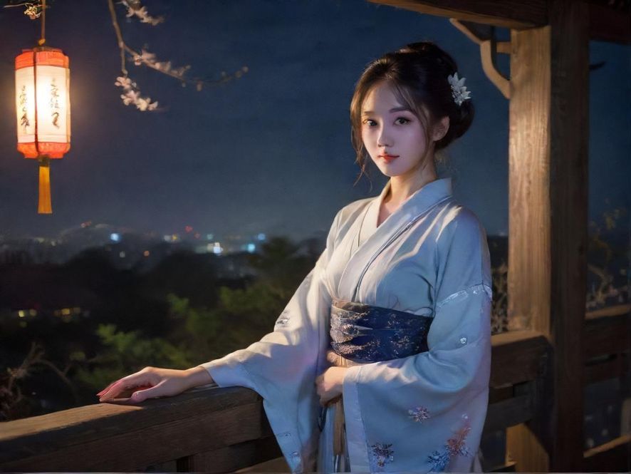 在夜晚城市背景下浏览手机论坛