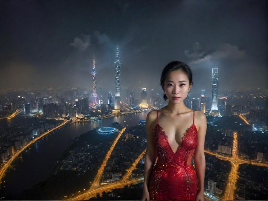 广州夜景城市俯瞰