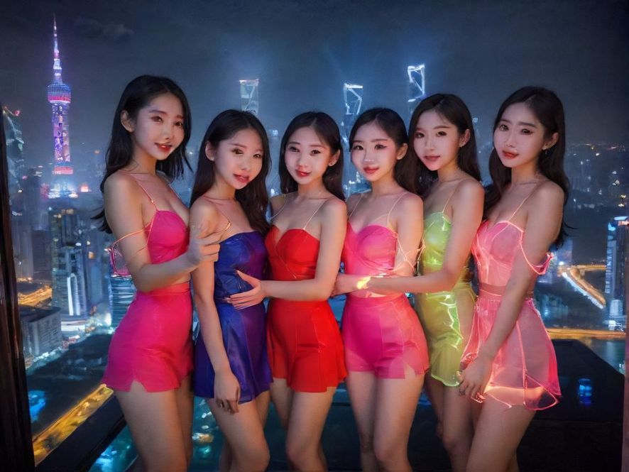 广州的璀璨夜景，霓虹闪烁，车水马龙，展现了花城独特的都市魅力。