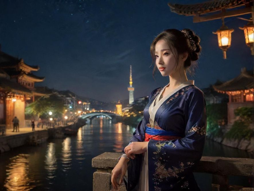 夜色下的城市街景