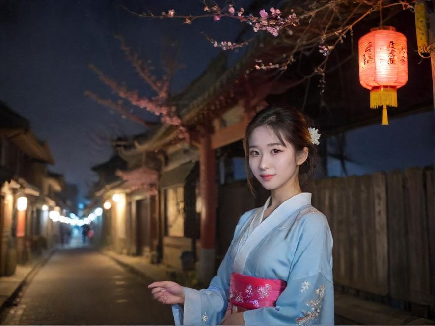 在繁华都市夜景中,一只手握着手机,屏幕上显示着指引信息,充满探索未知的感觉。