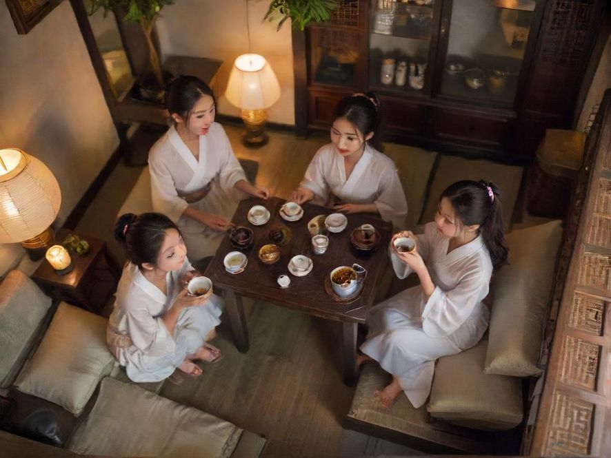 广州喝茶茶室场景