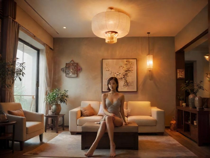 一个装修舒适、灯光柔和的会所休息区,有沙发和茶几