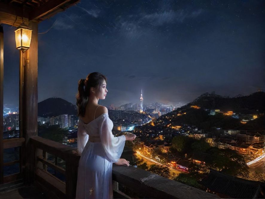 手机屏幕上显示着一个简洁的休闲服务预约界面,背景是模糊的广州城市夜景