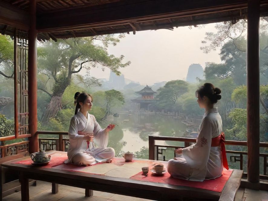 高端休闲茶室全景