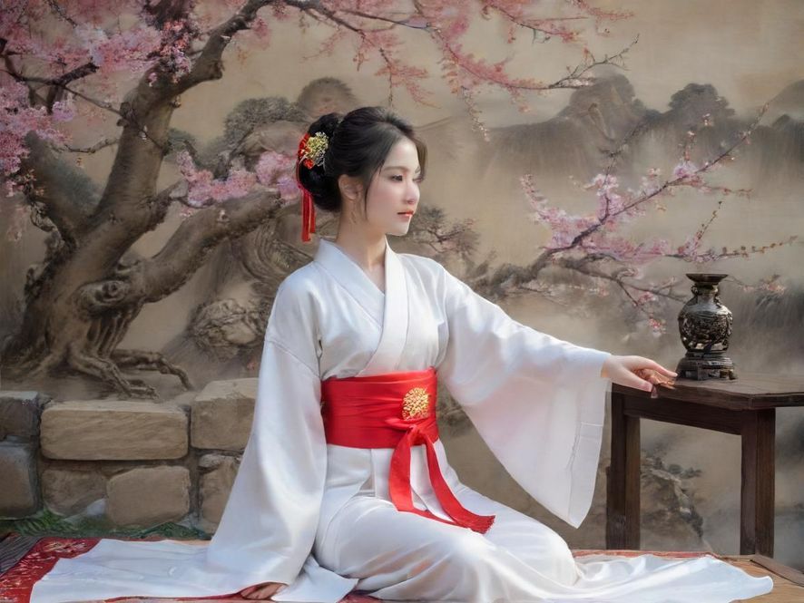 一位女性在传统中式会所中享受足部按摩，特写展现宁静放松的瞬间