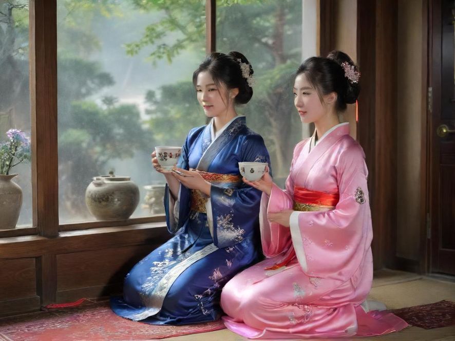 在温馨的咖啡馆里,一位女士手持咖啡杯,享受片刻的宁静与放松