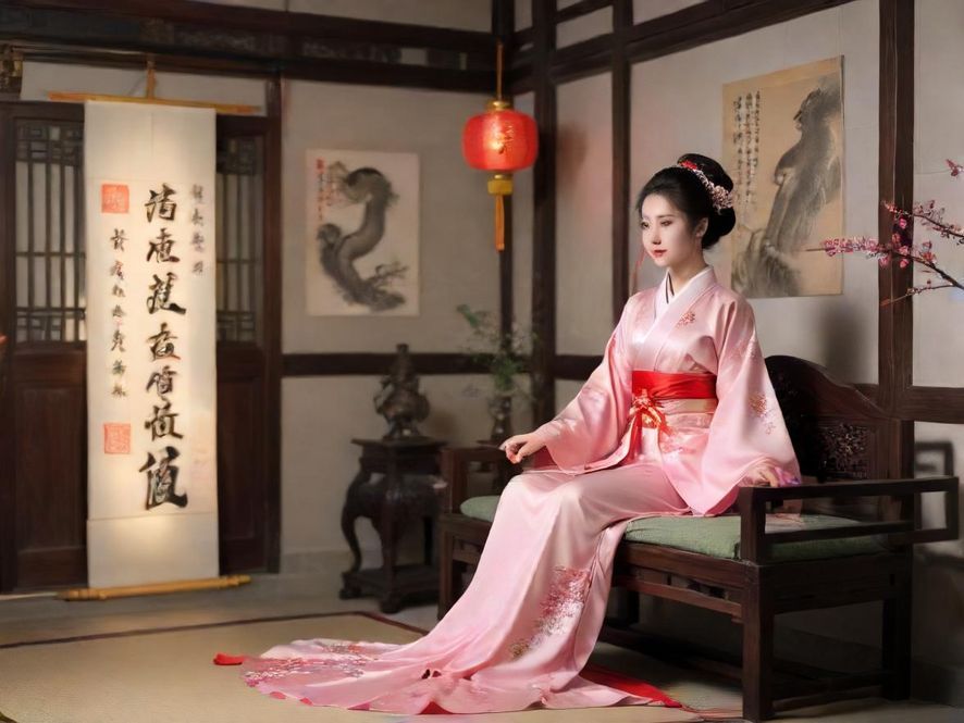 一位在艺术工作室中,被柔和光线围绕的魅力模特,眼神充满故事感