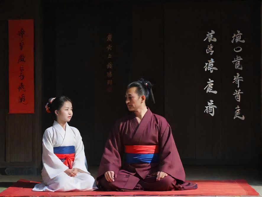 一群年轻人在广州老街区开心地交流,充满生活气息